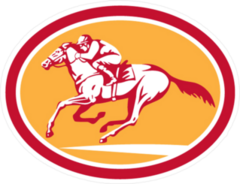 Horse And Jockey Racing Oval Sticker