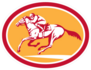 Horse And Jockey Racing Oval Sticker