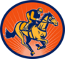 Horse And Jockey Sunburst Circle Sticker