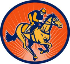 Horse And Jockey Sunburst Circle Sticker