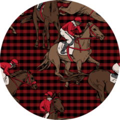 Horse And Rider On Plaid Pattern Sticker