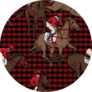 Horse And Rider On Plaid Pattern Sticker
