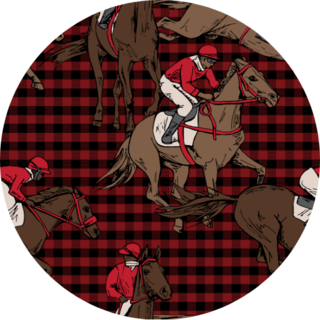 Horse And Rider On Plaid Pattern Sticker
