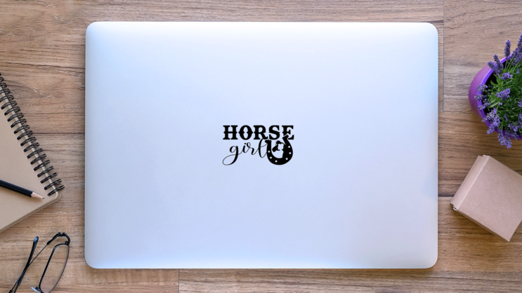 Horse Girl Cowgirl Lettering Sticker on a Laptop (New) example