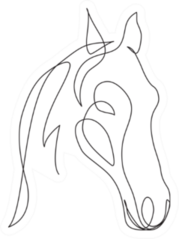 Horse Head Continuous One Line Drawing Art Sticker