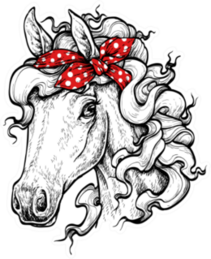 Horse Head Wearing Bandana Illustration Sticker