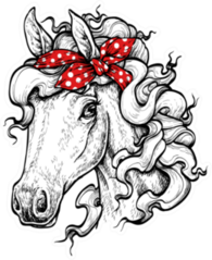 Horse Head Wearing Bandana Illustration Sticker