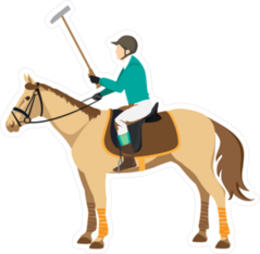Horse Polo Player With Mallet Sticker