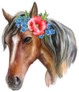 Horse Portrait In Crown, Floral Wreath Sticker