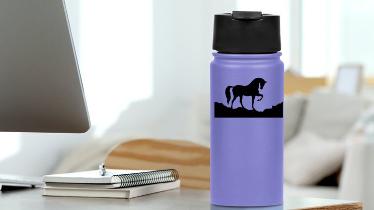 Horse Posing On Rocks Sticker on a Water Bottle (New) example