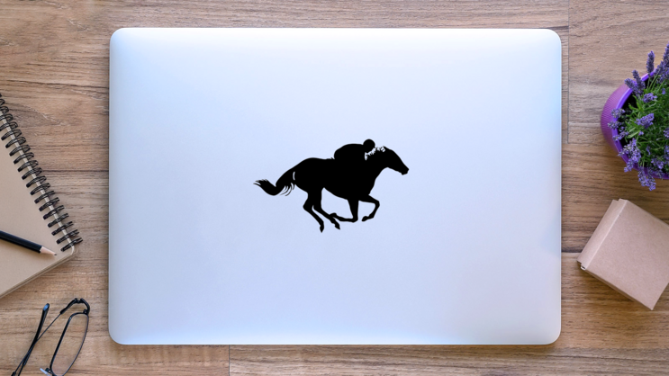 Horse Racing Sticker on a Laptop (New) example