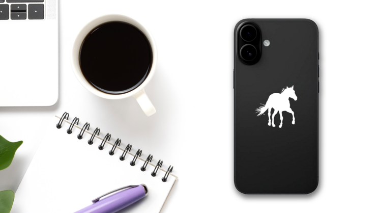 Horse Running Forward Sticker on a Phone (New) example