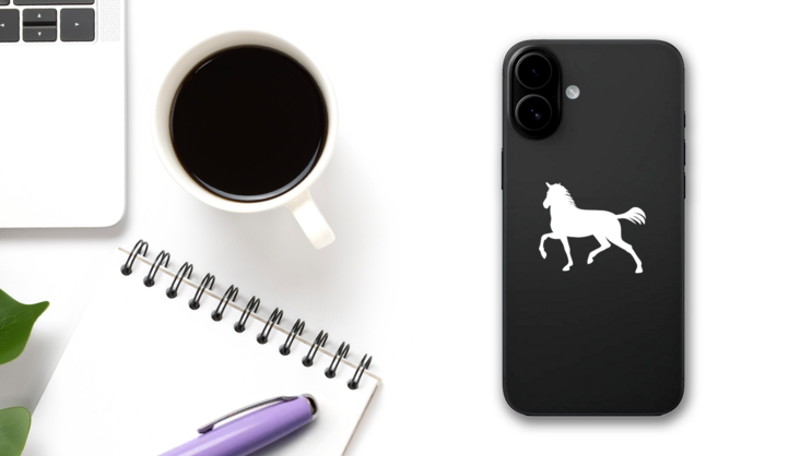 Horse Showing Off Sticker on a Phone (New) example