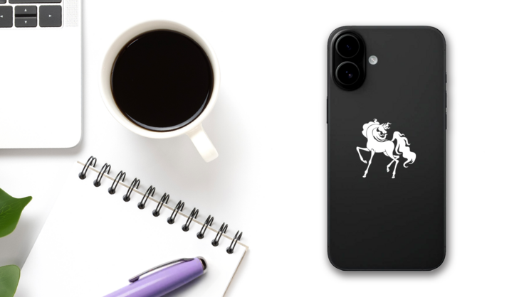 Horse With Long Hair Sticker on a Phone (New) example