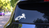 Horse With Swirls Sticker on a Rear Car Window (New) example