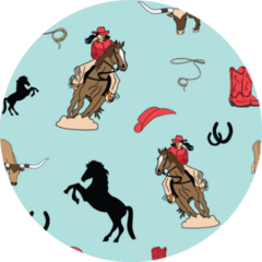 Horses And Cowgirls Pattern Sticker