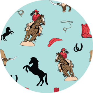 Horses And Cowgirls Pattern Sticker