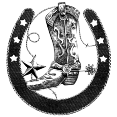 Horseshoe & Cowboy Boot Sketch Sticker