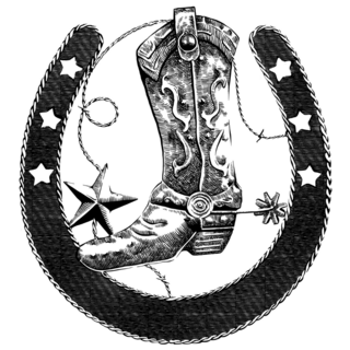 Horseshoe & Cowboy Boot Sketch Sticker