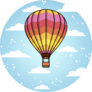 Hot Air Ballon Cloud Background Sticker