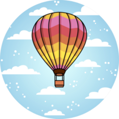 Hot Air Ballon Cloud Background Sticker