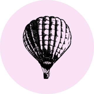 Hot Air Balloon Doodle Style On Pink Sticker