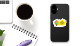 Hot Air Balloon when Dreams Cone True Sticker on a Phone (New) example