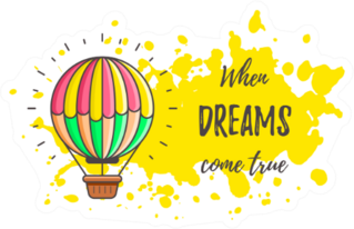 Hot Air Balloon when Dreams Cone True Sticker