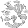 Hot Air Balloon Zentangle Sticker