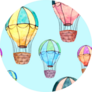 Hot Air Balloons In Blue Sky Sticker