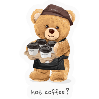 Hot Coffee Bear Sticker