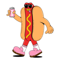 Hot Dog Character Drinking Soda Sticker