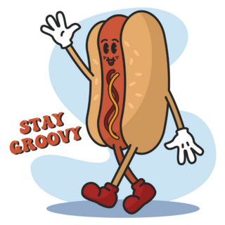 Hot Dog Groovy Cartoon Fast Food Sticker
