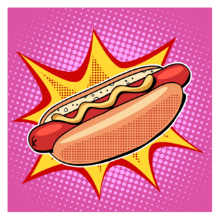 Hot Dog Pink Fast Food Pop Art Sticker