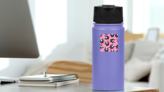 Hot Pink Panda Babies Sticker on a Water Bottle (New) example
