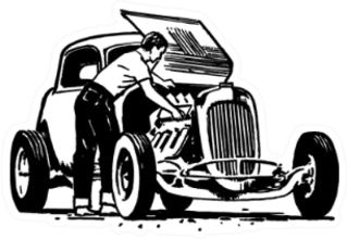 Hot Rod Repair Mechanic Retro Illustration Sticker