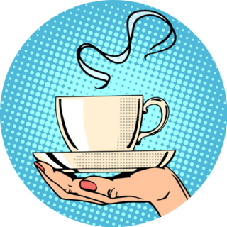 Hot Tea Cup Woman Hand Pop Art Retro Sticker