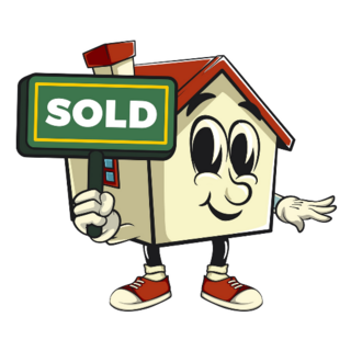 House Cartoon Real Estate Sold Sticker