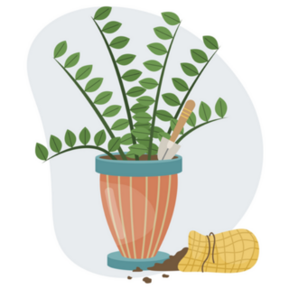 House Plant with Shovel and Soil Sticker