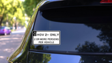 Hov 2+ 2 Or More Persons Per Vehicle Sticker on a Rear Car Window (New) example