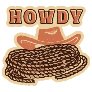 Howdy Cowboy Lettering Illustration Sticker