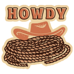 Howdy Cowboy Lettering Illustration Sticker