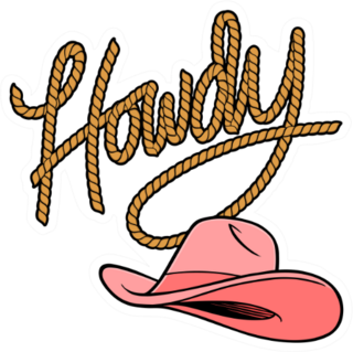 Howdy Cowgirl Rope And Hat Sticker