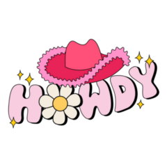 Howdy Groovy Lettering Cowboy Hat Sticker