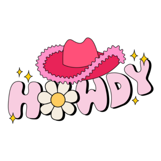 Howdy Groovy Lettering Cowboy Hat Sticker