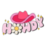 Howdy Groovy Lettering Cowboy Hat Sticker