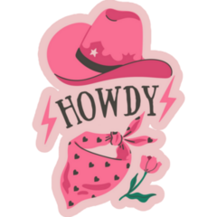 Howdy Pink Cowboy Hat And Bandana Sticker