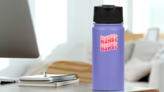 Howdy Pink Typography Sticker on a Water Bottle (New) example