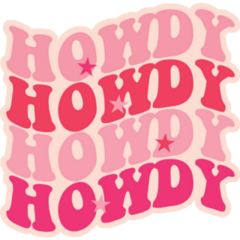 Howdy Pink Typography Sticker