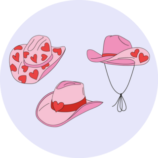 Howdy Valentines Day Cowgirl Hats Sticker